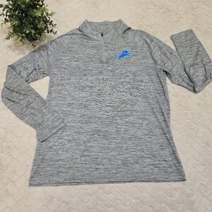 Detroit Lions Antigua Quarter-Zip Top Heather Gray, Size Large